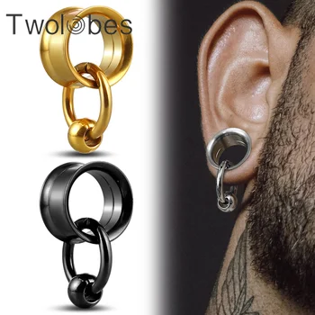 Twolobes 316 2PCS Stainless Steel Round Ear Gauges Plugs Expander Ear Hangers Tunnel Piercing Women Body Jewelry Stretcher Studs