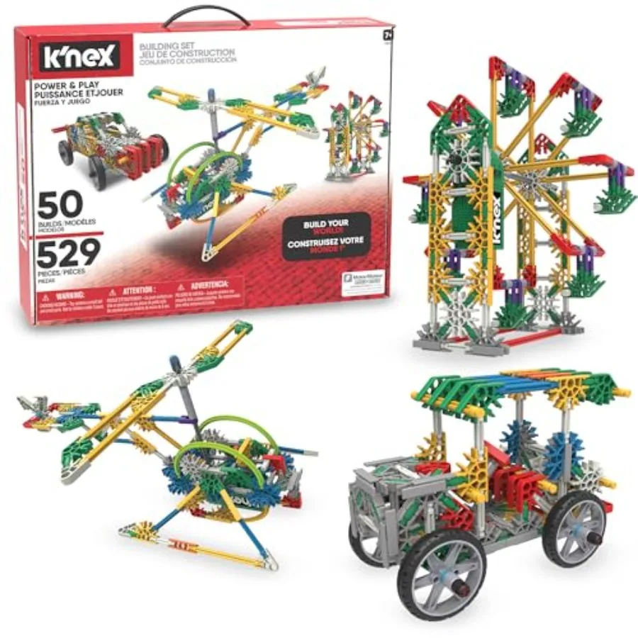 

K'NEX Power Play Motorized Set 529 Pieces STEM Building Construction Kit for Ages 7+ Red and Blue
