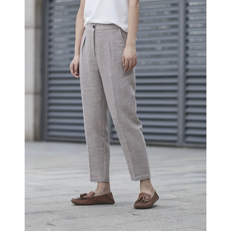 

Мягкие хлопковые льняные брюки из девяти частей, прямой крой, удобные, на резинке, весенняя коллекция, женская мода