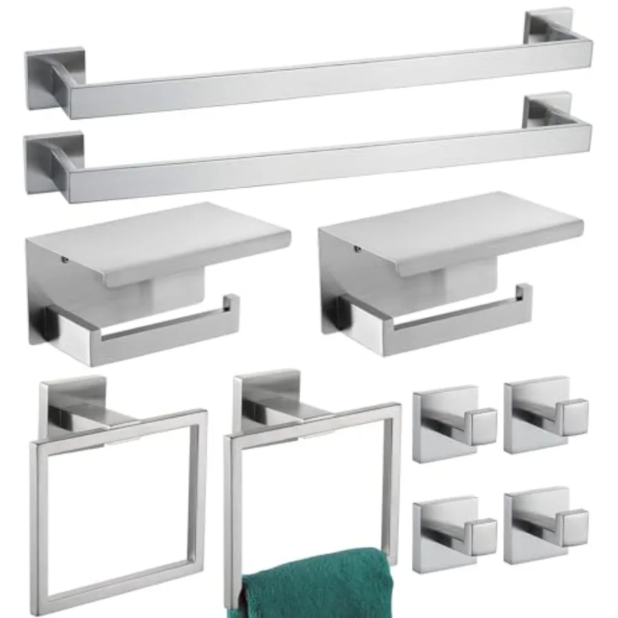

Набор аксессуаров для ванной комнаты из матового никеля, комплект из 2 полотенцедержателей (24 дюйма) и 2 держателей для полотенец-полотенек, из нержавеющей стали SUS304