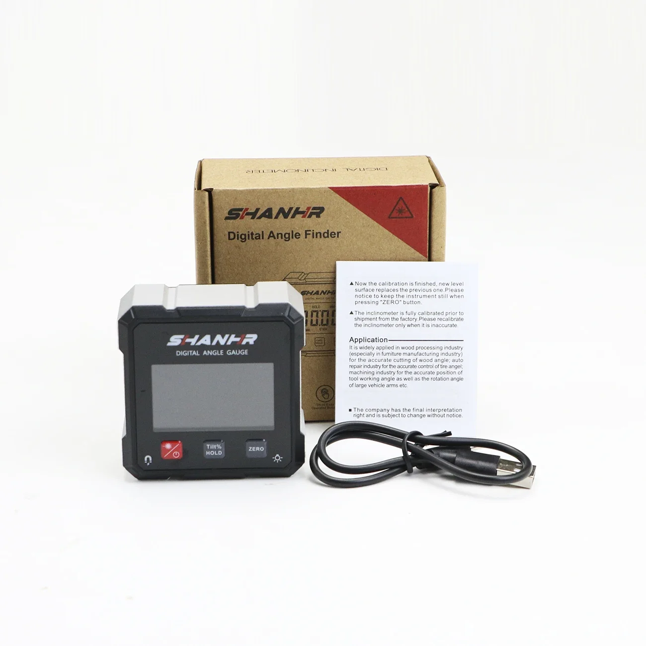 Shanhr transferidor eletrônico medidor de ângulo digital magnético de 4 lados com inclinômetro laser localizador de ângulo para medida de serra de esquadria