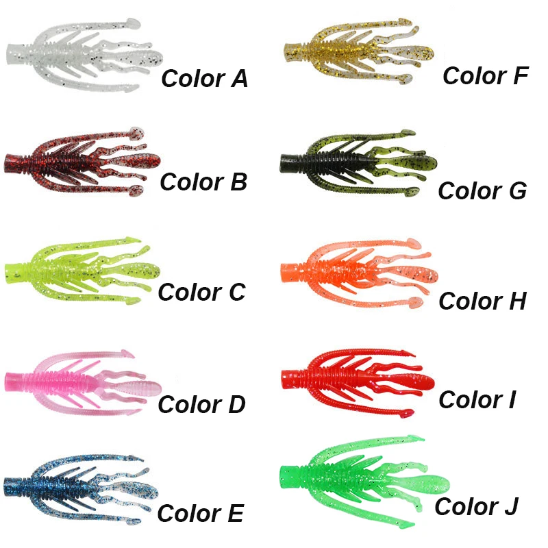 WESTBASS 10PCS Crazy Flapper Soft Baits 6cm-2.5g Slicone Larve Lure Rubber Shrimp Fishing lurre Craws cebos Swimbaits fisching