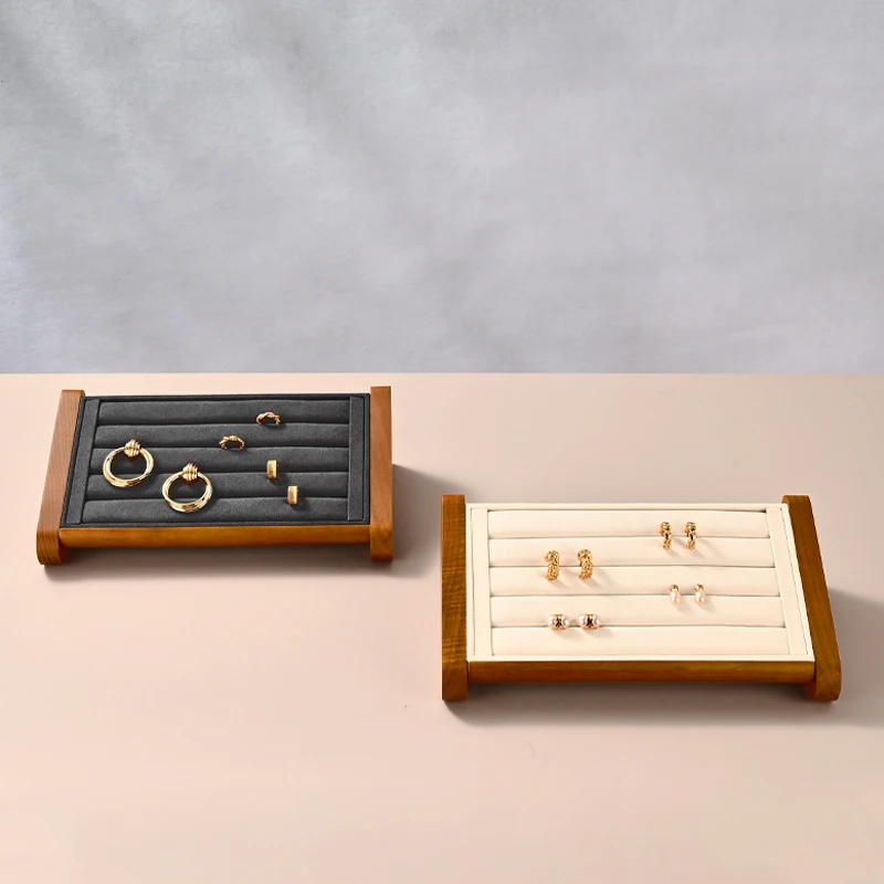 Oirlv Wooden Ring Jewelry Display Stand Jewelry Organizer Rack Earring Storage Rack Counter Ring Display Stand Ring Display Prop