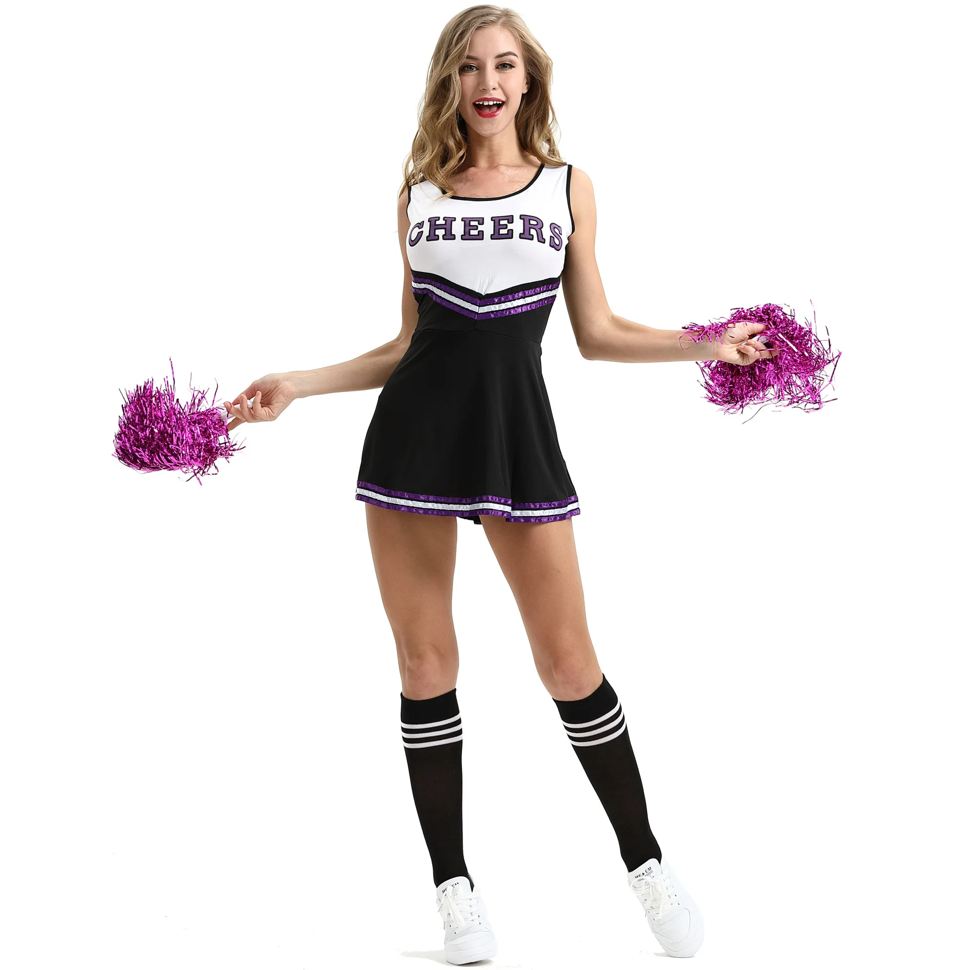 Sleeveless Cheerleader Short Skirt 2 PCS Set Girls  Party Holiday Cute Dress Homecoming Season Sport Performance Uniform