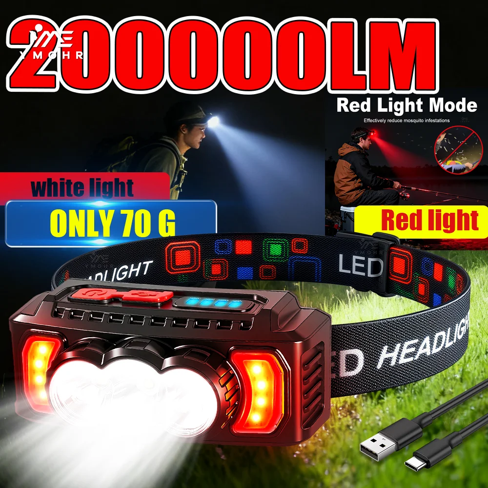 Mini Super Helle LED Scheinwerfer Wiederaufladbare Kopf Taschenlampe Hände Frei Rot Angeln Kopf LED Licht Lauf Bergbau Klettern Kopf Lampe