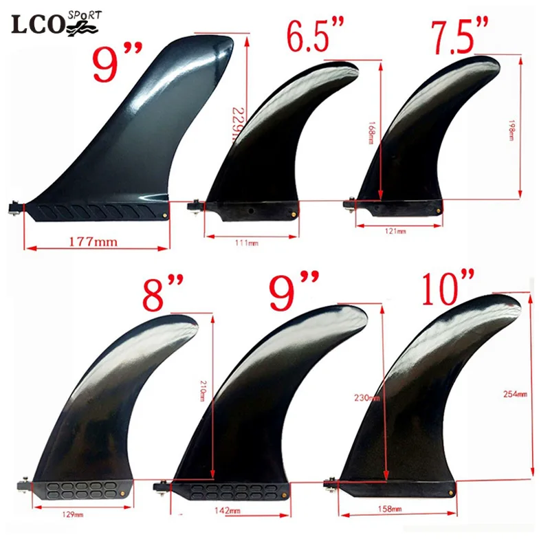 SUP Fin 6.5~10inch Single Fin Longboard Central Fin For Long Board/Paddleboard Nylon+Fiberglass Black Surf Quilhas