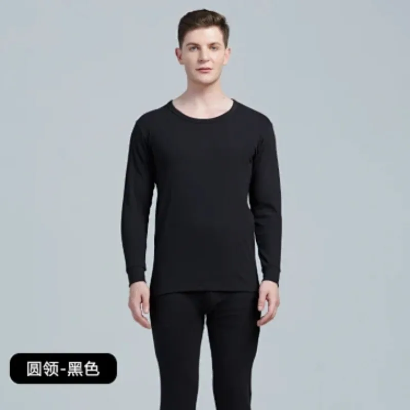 Men Mid Collar Pure Cotton Thermal Underwear Set 7A Antibacterial Breathable Moisture Wicking Autumn Winter Warm Long Johns Suit view 5