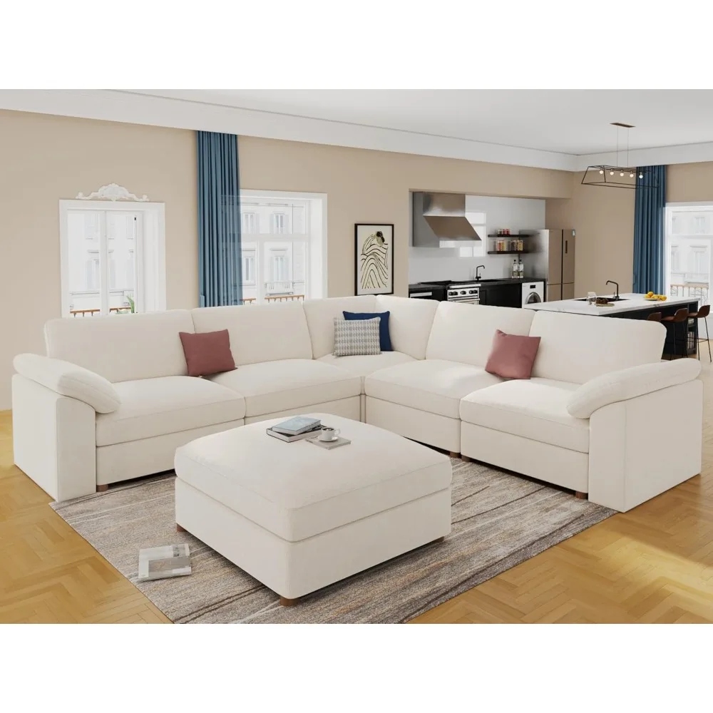 

Modular Sectional Couch,Chenille Large L Shape Sectional Sofa Modern Luxury Deep seat Modular Sofa Removable and Washable,White