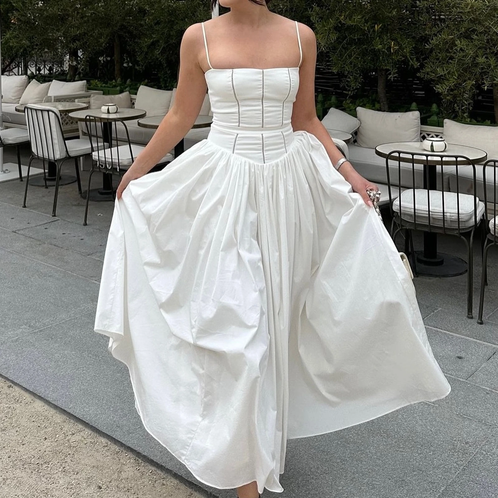 ผู้หญิงฤดูร้อนยาวชุดเดรสแขนกุดดอกไม้พิมพ์ชุดสำหรับชายหาดวันหยุดปาร์ตี้สวมใส่สตรีทแวร์