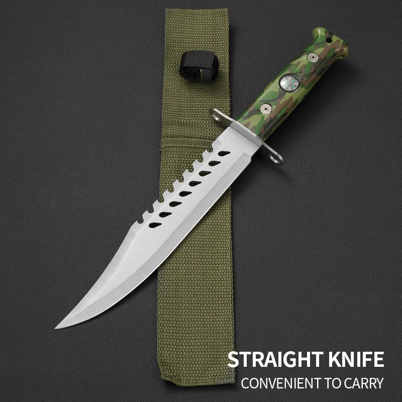 Kitchen meat cleaver, outdoor camping straight knife, wilderness exploration, mountaineering, fishing, self-defense, tactical kn