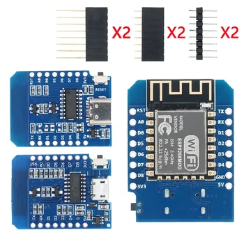 미니 와이파이 개발 보드, 핀 포함 D1 미니 TYPE-C, 마이크로 ESP8266 ESP-12F CH340G V2, USB D1 미니 NodeMCU Lua IOT 보드, 3.3V 