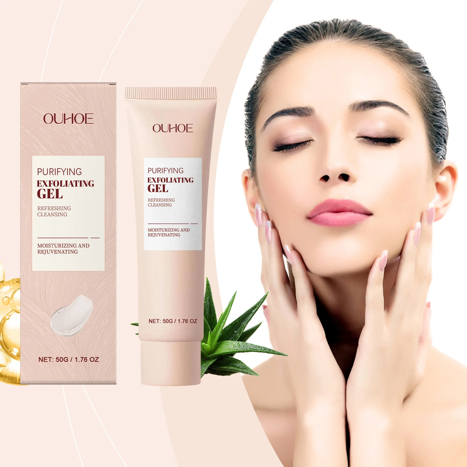 

OUHOE Exfoliating Gel, Refreshing and Gentle Cleansing Facial Skin Delicate Moisturizing Oil Control Skin Care Facial Cleanser