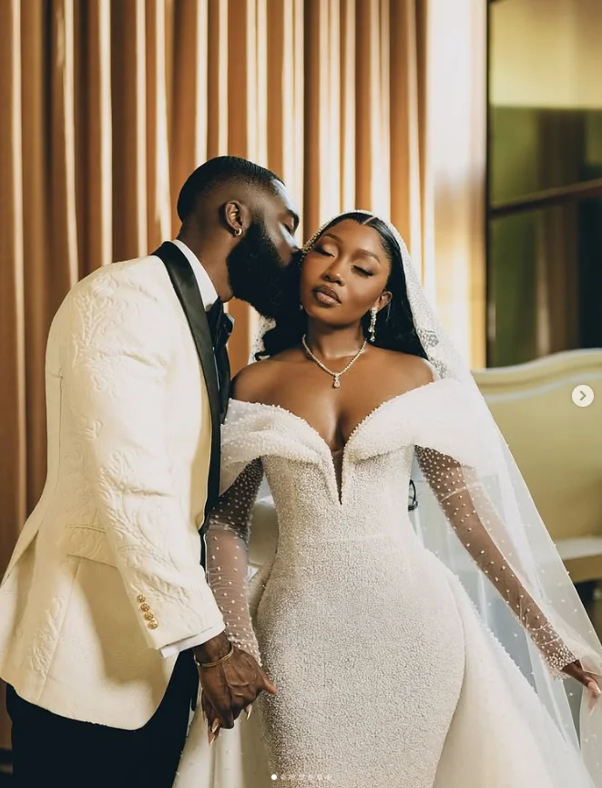 Aso Ebi Mermaid Lace Bead Wedding Dress V-neck Transparent Long Sleeve African Women's Bridal Dress Vestido De Novia Customized