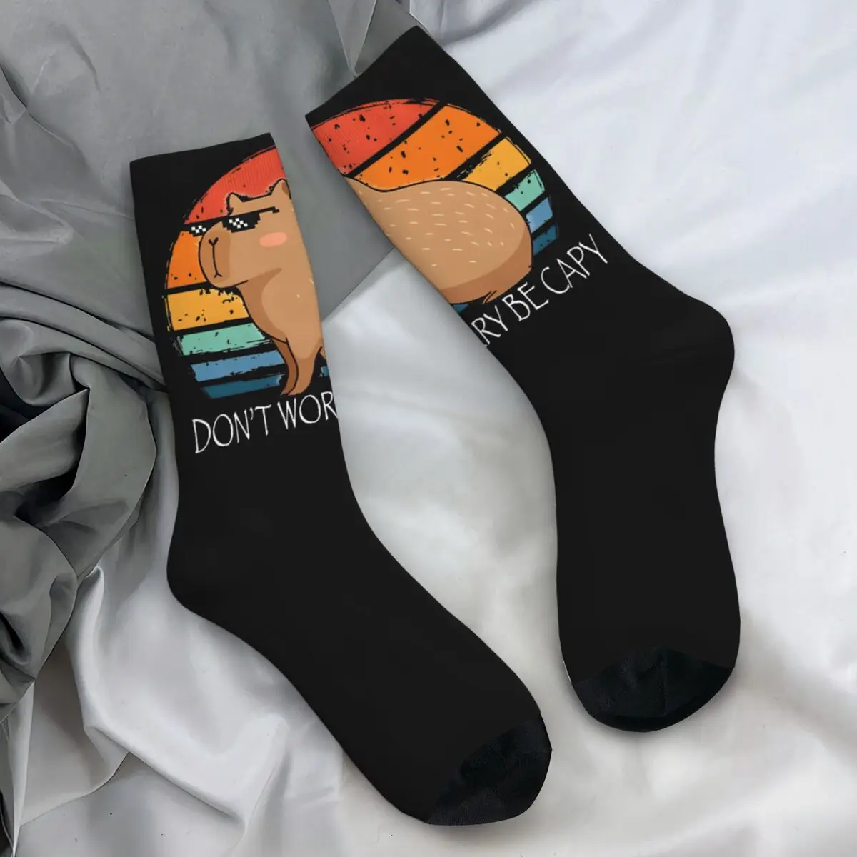 Capybara Dont Worry Be Capy Funny Rodent Stockings Graphic Modern Socks Autumn Anti Skid Socks Men's Skateboard Quality Socks