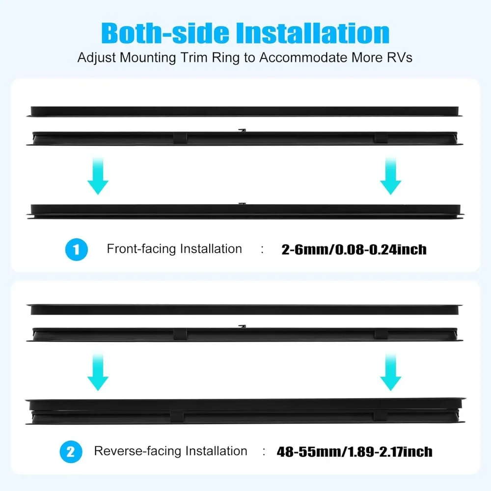 نافذة RV زجاجية منزلقة أفقية/عمودية، 42 وات × 22 ساعة، مع شاشة، أسود عالي الخصوصية لمقطورة التخييم S #6
