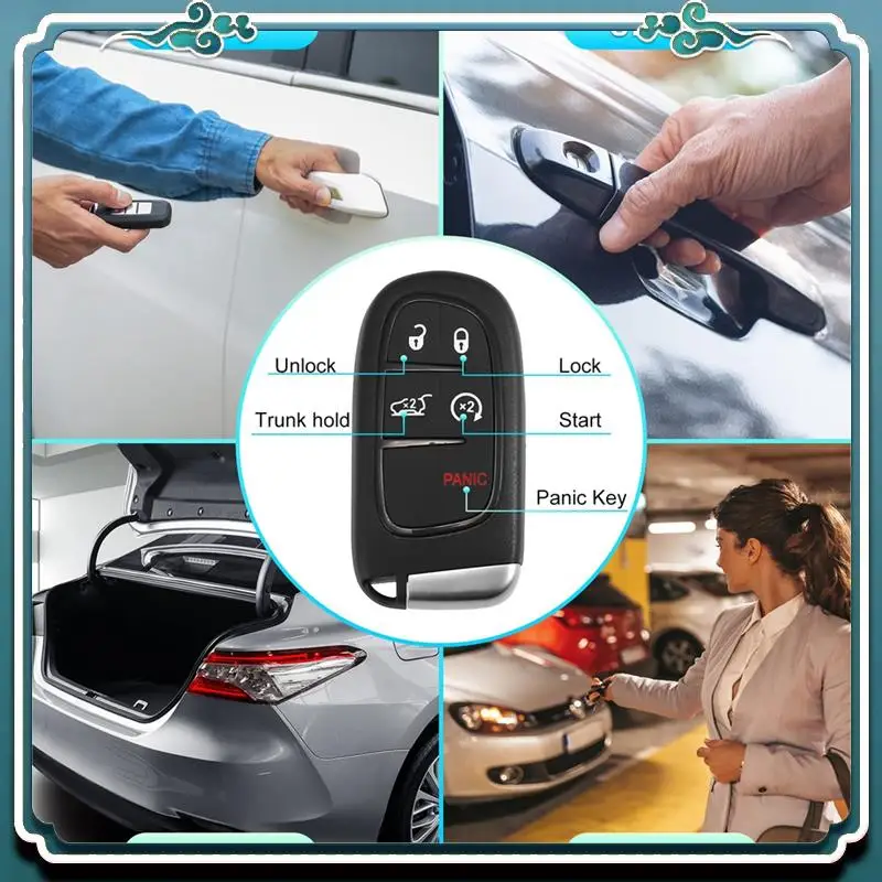 ABTU-llave de coche mando a distancia de entrada sin llave GQ4-54T 433Mhz ID4A Chip para Jeep Cherokee 2014-2020 5 botones 68141580AA 68141580AB