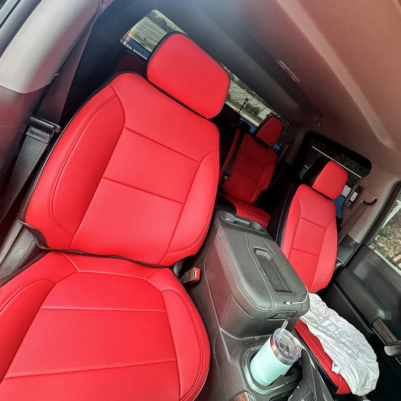 Maßgefertigte Auto-Accessoires Sitzbezüge 5 Sitze 3 Sitze Leder für 2007-2025 Chevrolet SLIVERADO Chevy Silverado 1500 HD – Detail 6