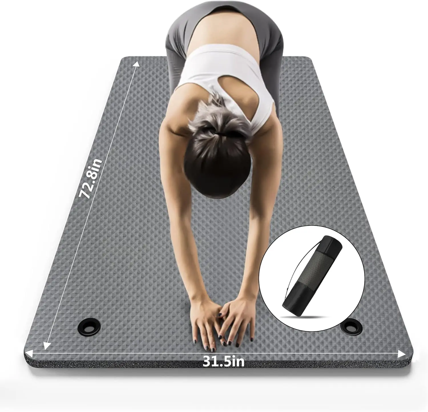 

Очень широкий коврик для йоги 72,8 x 31,5 дюймов с ремнем и сумкой, нескользящий, для домашних/уличных тренировок, пилатеса, растяжки