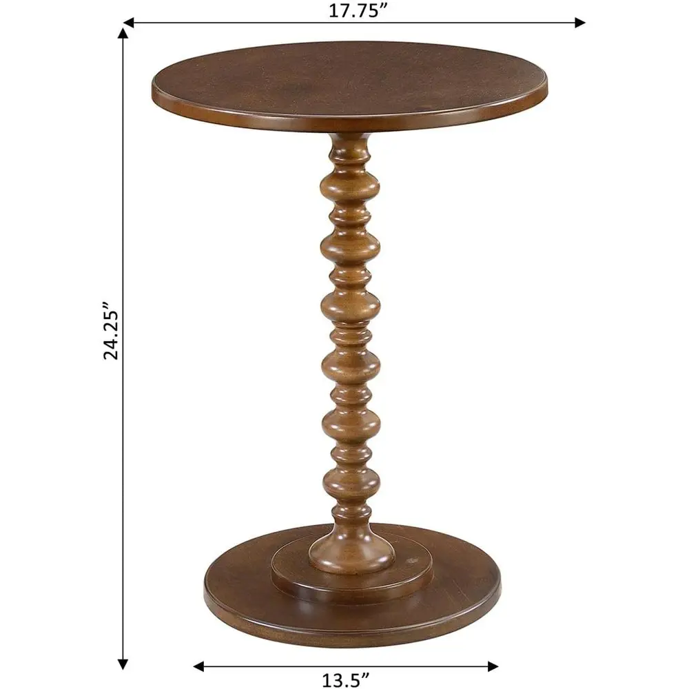 Стол со шпинделем Palm Beach 17,75 дюйма — традиционный круглый торцевой столик для гостиной, точечный приставной столик из массива дерева, классический дисплей Ped