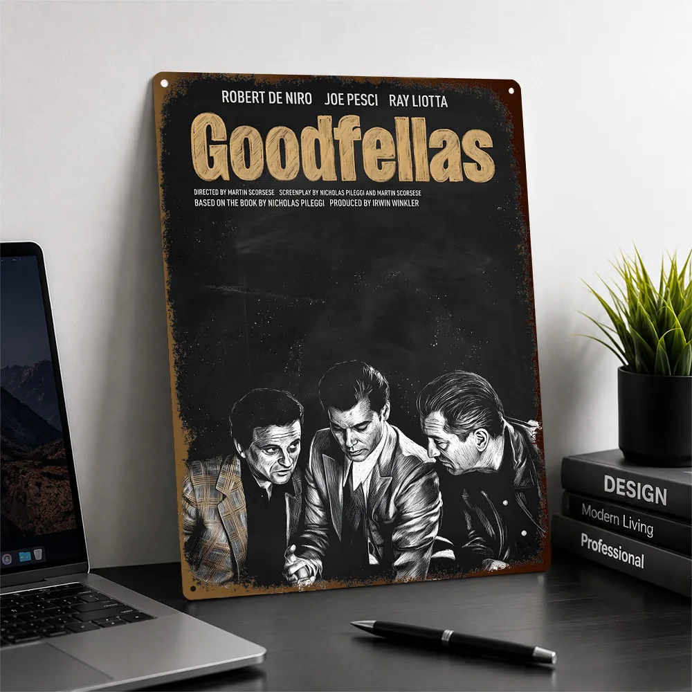 Goodfellas Gangster Trio Textured Poster Personalized Aluminum Metal Sign Crime Drama Design Wall Art Appeals To Screen Lovers