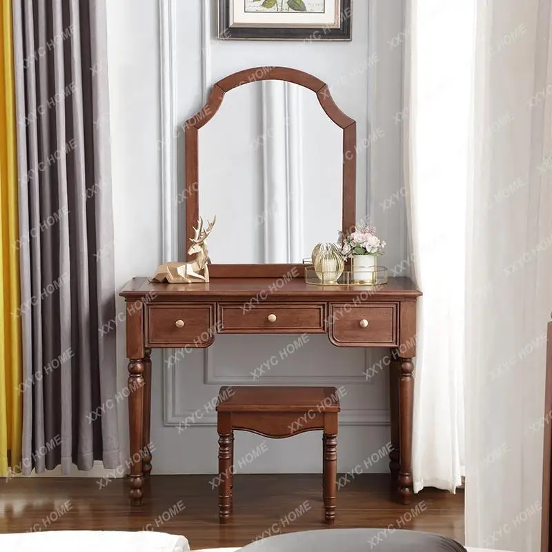 

Туалетный столик из массива дерева для небольшой квартиры, ретро-дизайн, с местом для хранения