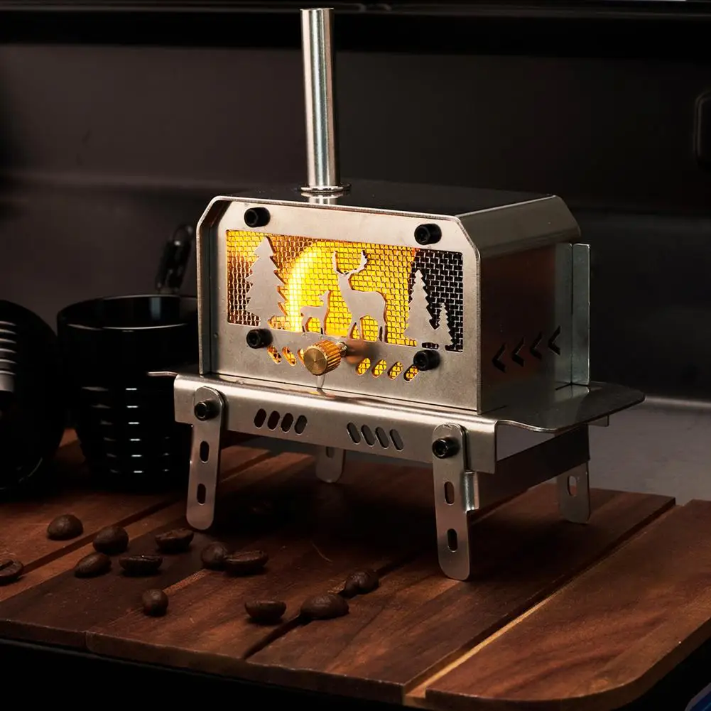 

Портативная дровяная печь Портативная нержавеющая сталь Рождественский лось Мини-печь для дров для кемпинга на открытом воздухе Сверхмощная для благовоний