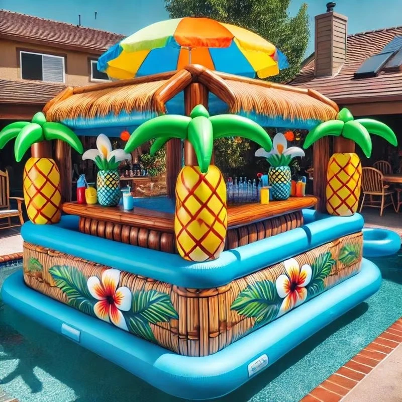 Large Size Inflatable Floating Bar Swimming Pool Blow up Pool Bar