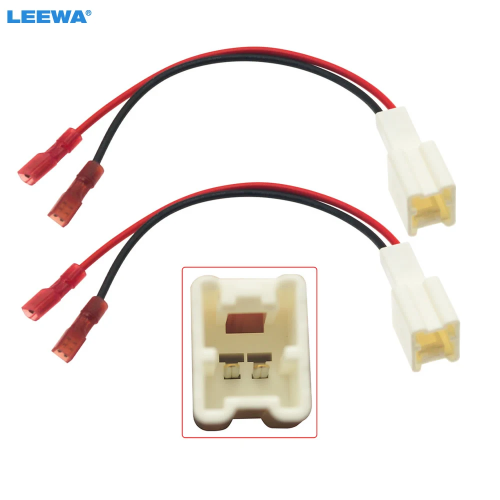 

LEEWA 2pcs Car 2Pin Stereo Speaker Wire Harness Adaptors For Nissan Auto Speaker Replacement Connection Wiring Plug Cables