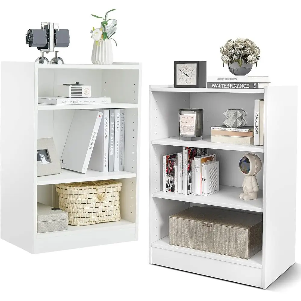 3-Tier Open Bookcase Set with 18-Position Adjustable Shelves, Anti-Toppling Devices, and Multi-Purpose Display Storage for Livin