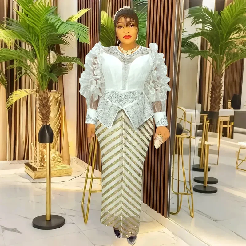 MN1 Вечерние платья больших размеров для женщин, роскошное африканское платье с пайетками, элегантное длинное платье для свадебной вечеринки в Турции, женское платье Анкара Clo8/yG