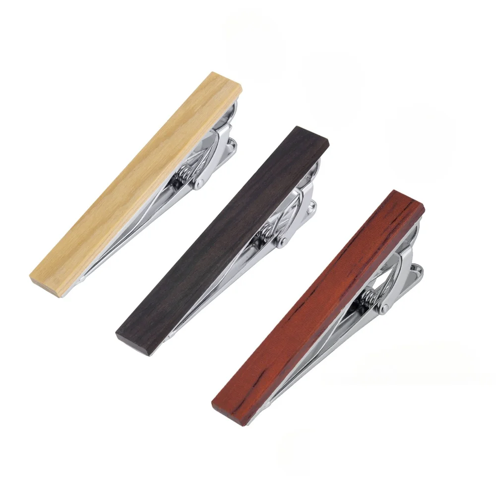 Natural Wooden Business Tie Clip Log  Ebony Mahogany  Vintage Textured Suit Shirt Metal Tie Clip Men's Formal Wear Accessories