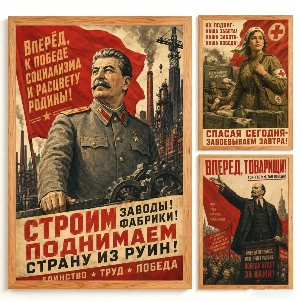 Art Soviet Union World War II Retro Poster Wall Art Poster Prints Home Wall Decor Gift for Living Room, Bedroom Bar & Parlor