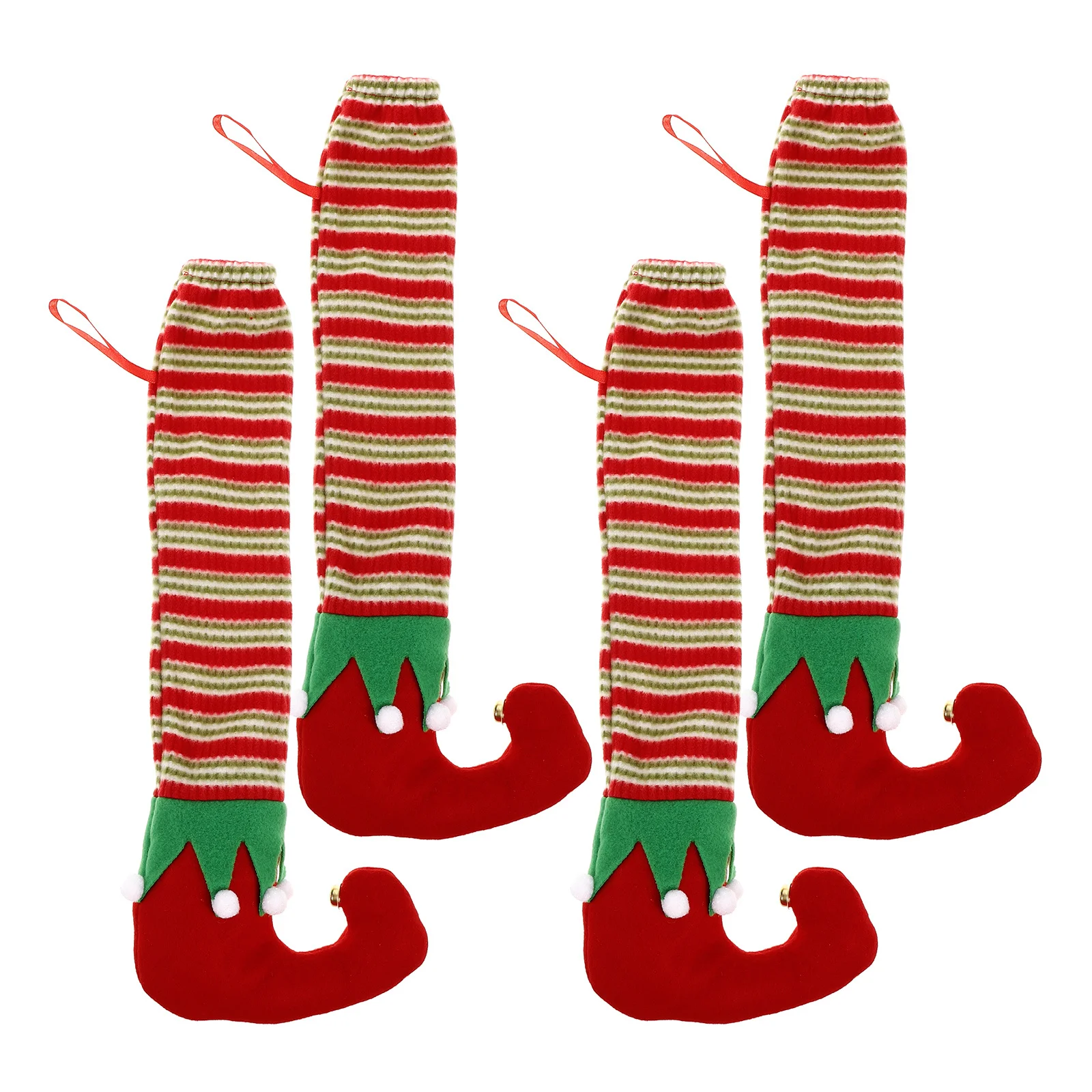 

4pcs Christmas Leg Covers Cute Cartoon Fabric Table Home Decoration Stripes Chair Stockings Xmas Party Decor Holiday Chair Caps