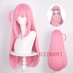 Wysokiej jakości 80cm Gotou Hitori peruka do cosplay Anime Cosplay różowe włosy na głowie żaroodporne peruki syntetyczne w magazynie + czapka z peruką