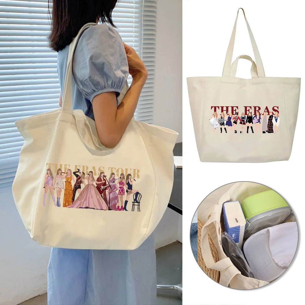 Canvas Tote Bag Versatile Handbag for Commuter Work Student Class Underarm Women's Bag Printing Eras Series Shopping Bags