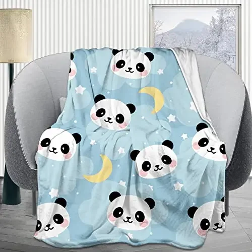 Panda Throw Blanket Soft Blankets Cute Lightweight  Good Present for Kids and Child Bed  All Season Warm Flannel