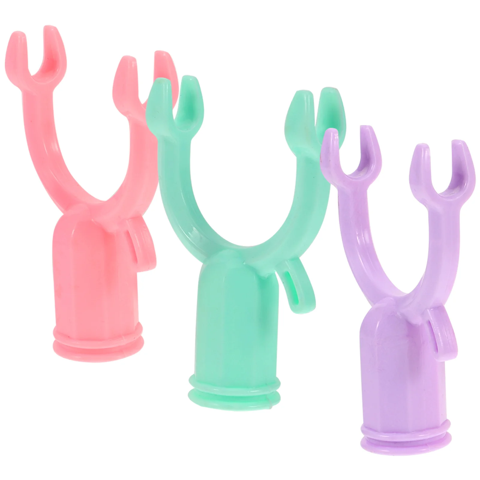 

3pcs Clothes Rod Fork Replacement Heads Plastic Purple Outdoor Drying Balcony Pole Forks Household Supplies