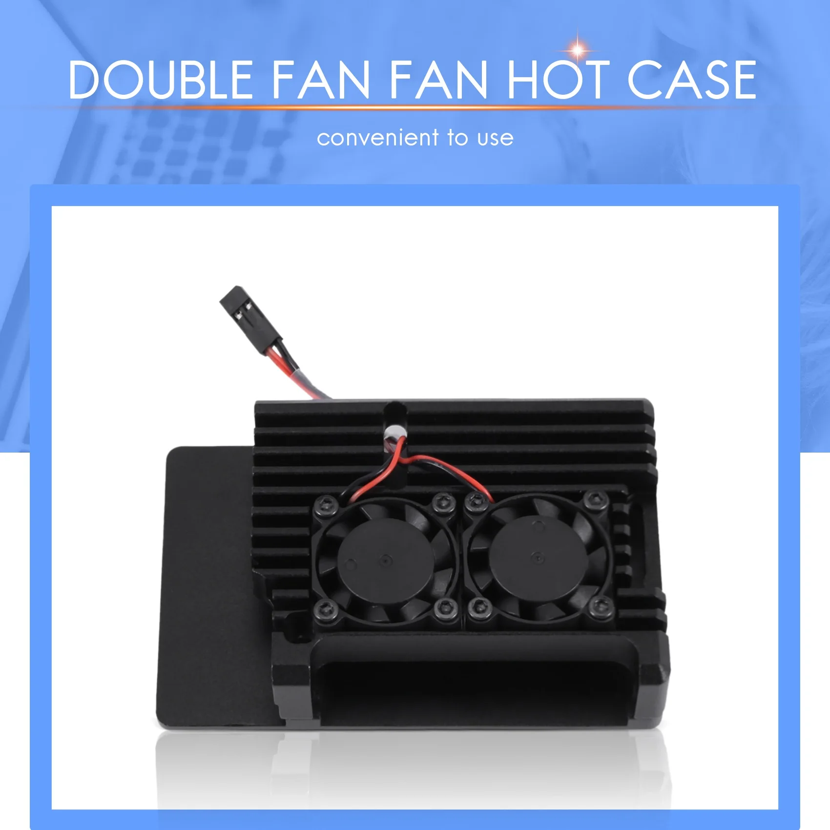 Leading-For Raspberry Pi 4 Aluminum Case With Dual Cooling Fan Metal Shell Black Enclosure For Raspberry Pi 4 Model B