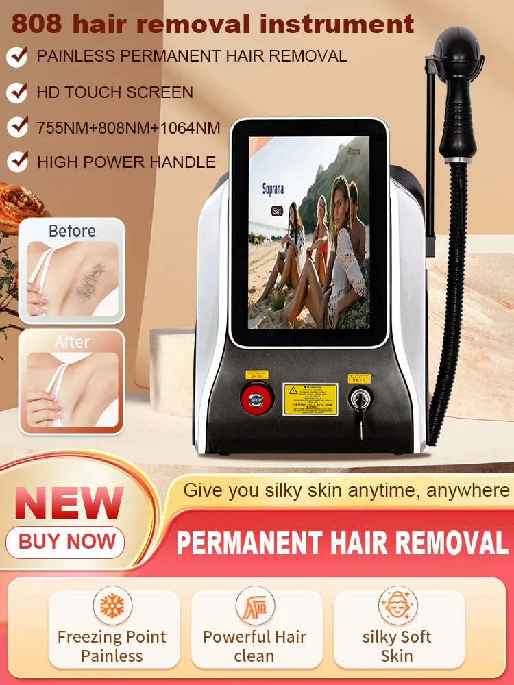 

Diode laser 755 808 1064nm multi wavelength hair removal machine for permanent laser hair removal for facial and body