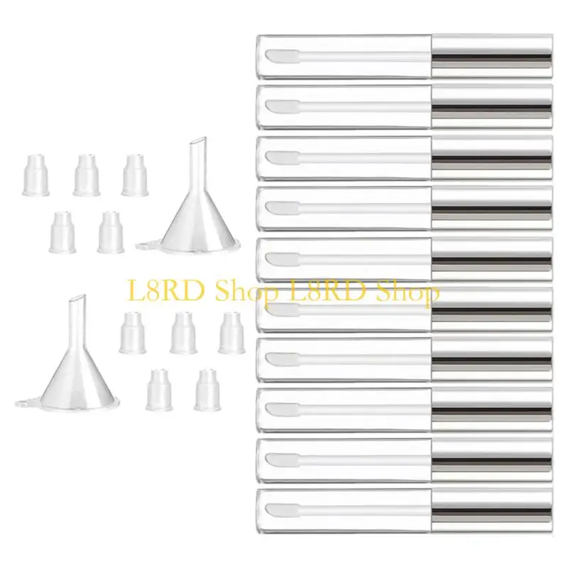 L8rd السفر أنبوب الماسكارا الفارغ مع عصا الرموش ، زجاجة حاويات رمش 10 مل مع قمع صغير وسدادات تسرب
