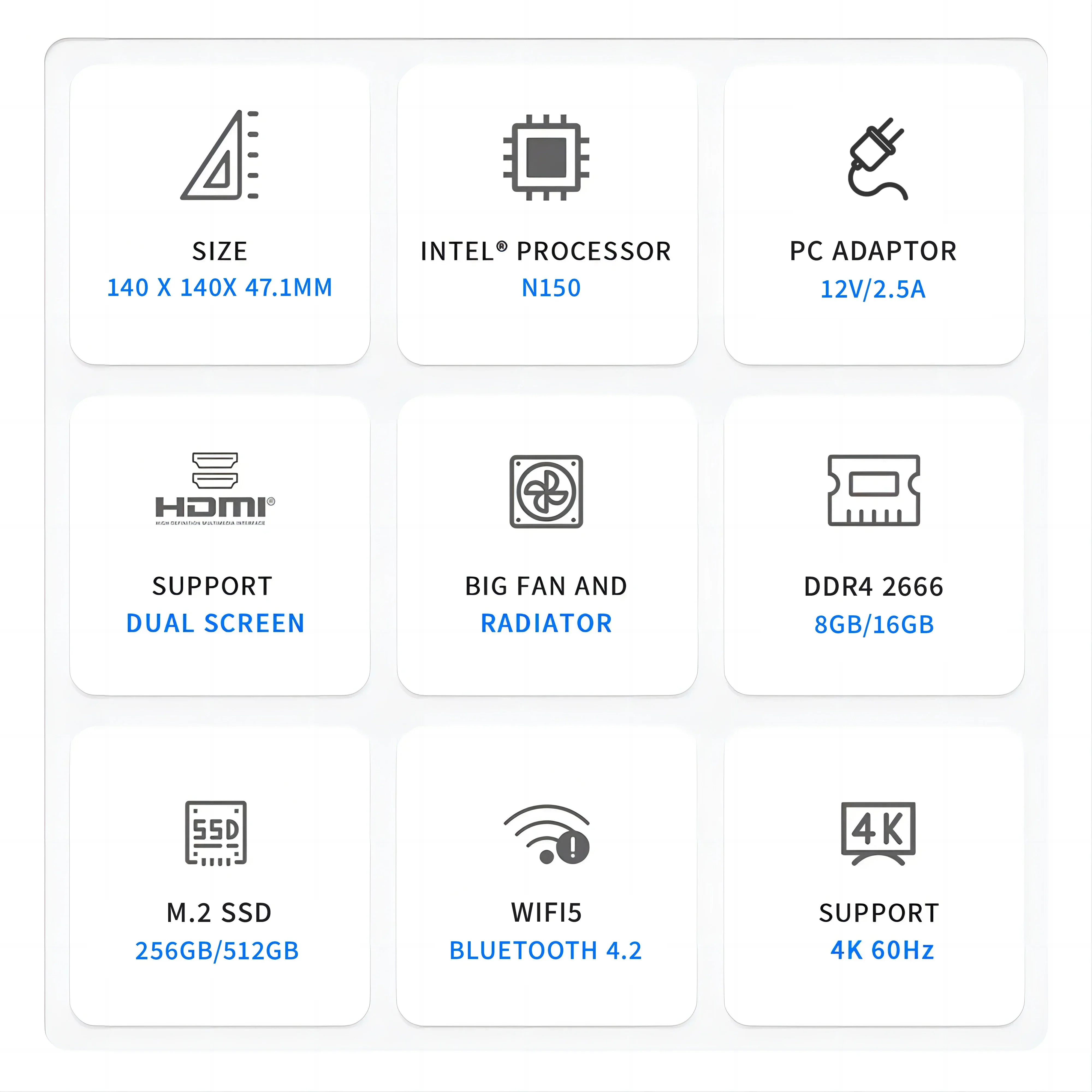 US/EU FIREBAT AK2 PLUS MiniPC Intel N150 N100 Dual Band WiFi5 BT4.2 16GB 512GB Computer da gioco desktop Mini PC Gamer