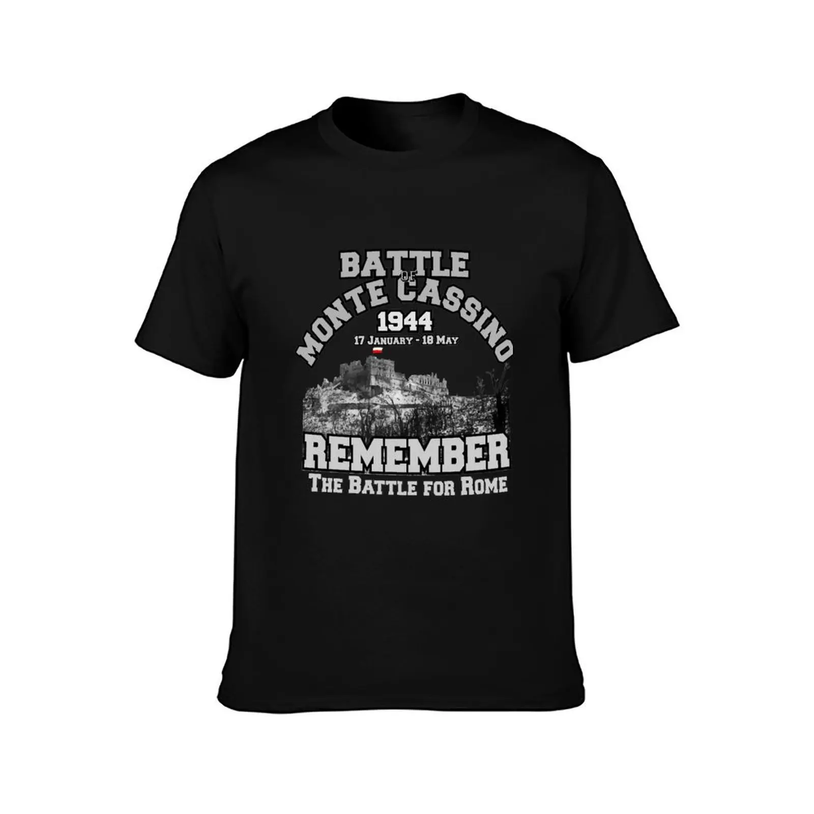Battle of Monte Cassino 1944 T-Shirt, Summer Casual Cotton Tee, Oversized Streetwear Tops, Vintage Graphic Print, 100% Cotton