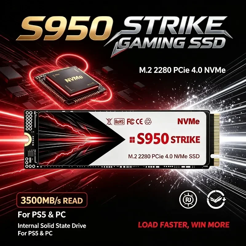 2026 NEW Original S950 500GB/1TB/2TB/4TB M.2 2280 NVMe PCIe 4.0 SSD,  Gaming SSD Internal Solid State Drive for PS5 and PC.