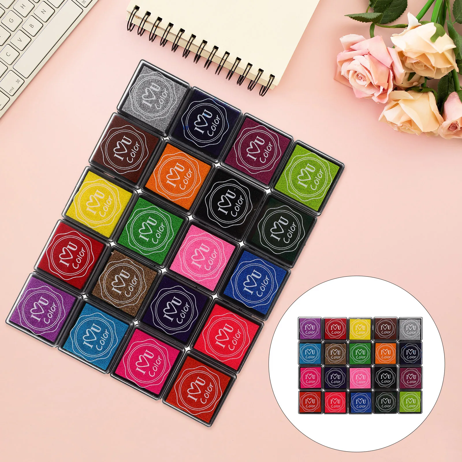 20Pcs Washable Ink Pads Set Bright Colors Kids Finger Painting DIY Crafts Scrapbooking Art Supplies Ink Pads Set