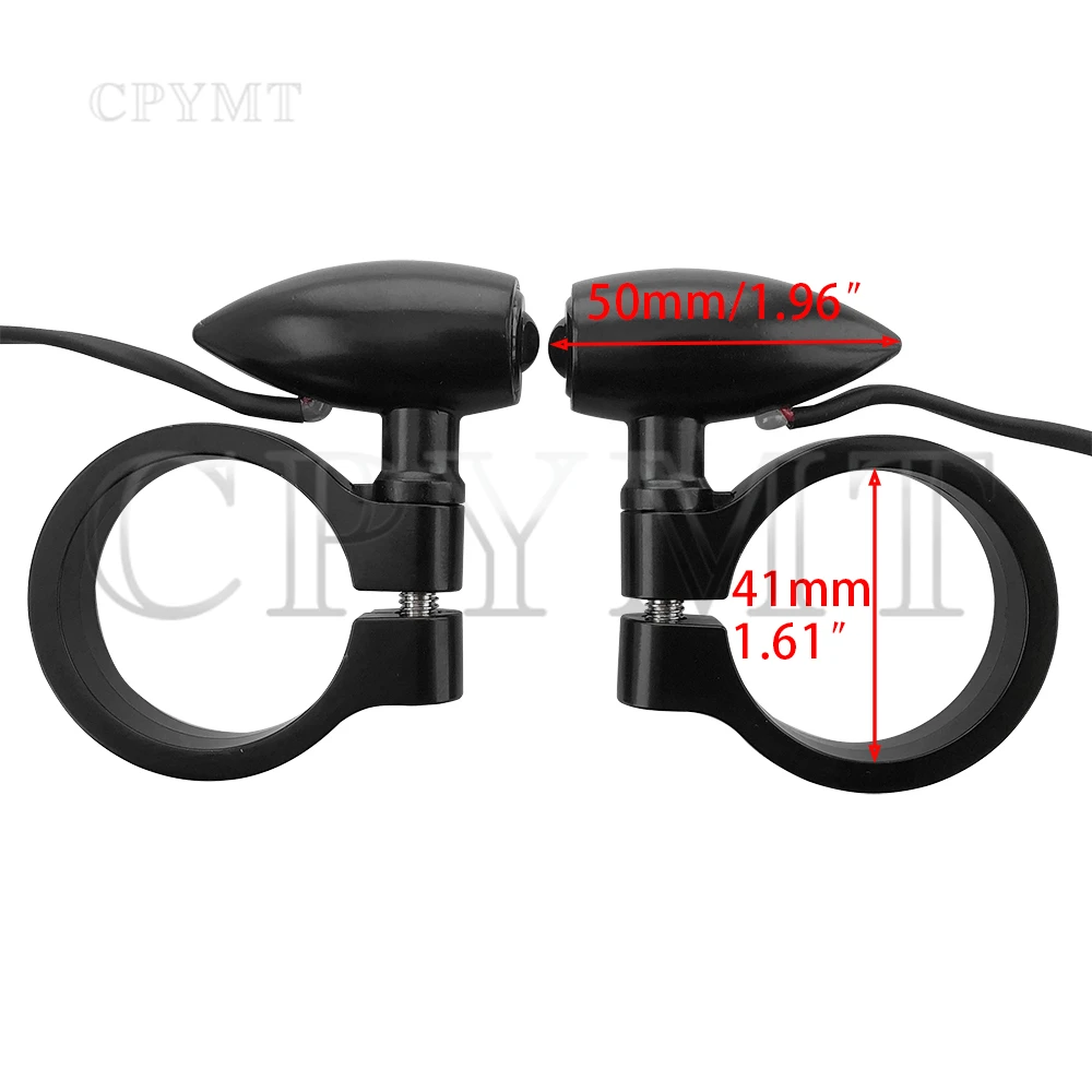 Motorcycle 41mm mini fork tubes LED Turn Signal light Black/Chrome Bullet flasher Light Fit for Harley moto led 12V clignotant