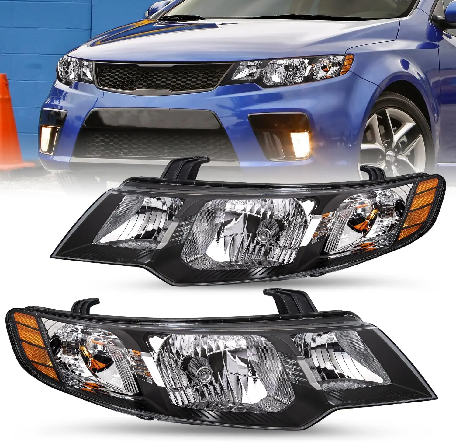 

Headlight Assembly Compatible with 2010 2011 2012 2013 Kia Forte Headlamp Passenger and Driver Side