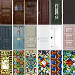 3D Realistic Vintage Wooden Door Sticker Wallpaper Home Decor Removable PVC Poster on the Door Design for Apartment Living Room