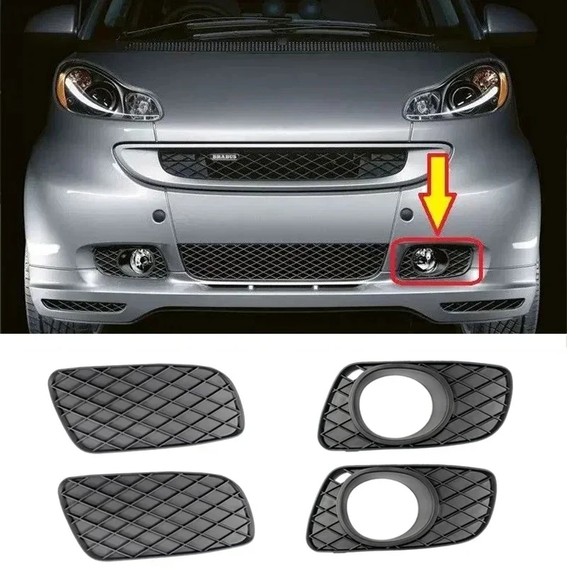 

Car Front Meshwork Fog Lamp Frame Decoration Lampshade Trim Cover Housing For Old Smart 451 fortwo Car Exterior Accessories