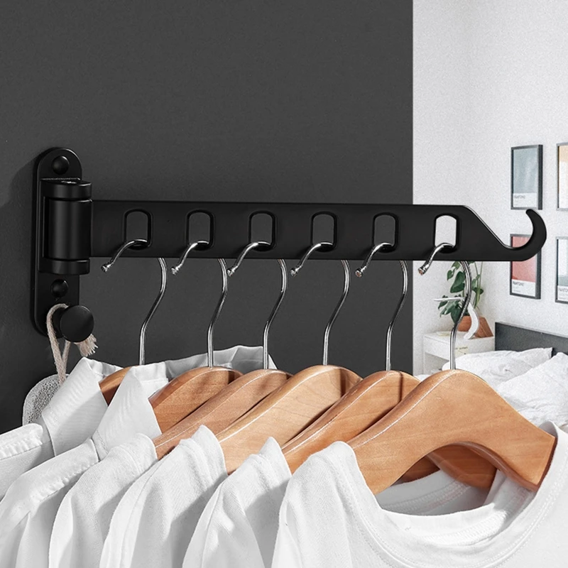 Wall Mounted Laundry Hanger Dryer Rack Folding Clothes Hanger Metal Storage Rack for Home Dormitory Balcony Heavy Duty Dropship