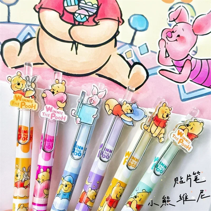 Imagem -04 - Winnie The Pooh Paster Caneta Gel Desenhos Animados Caneta Bonito Alto Valor Black Press Pen Papelaria Estudante Atacado Novo 05 mm Pcs 36pcs